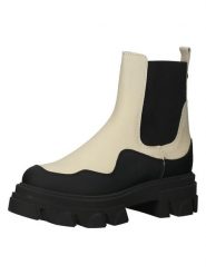 Steve Madden Skórzane sztyblety w kolorze kremowo-czarnym rozmiar: 38. Brązowe botki Steve Madden, bez wzorów, sportowe, bez obcasa, bez zapięcia. Za 252.99 zł.