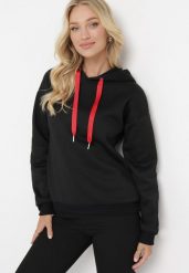 Czarna Bluza z Kapturem Matiale. Czarne bluzy Born2be, na zimę, l, bez wzorów, z materiału, z kapturem. W wyprzedaży za 67.99 zł.