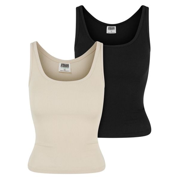 Damski tank top Urban Classics Organic Basic (x2). Brązowe topy Urban Classics, bez wzorów, z bawełny, bez kołnierzyka, bez ramiączek. Za 119.50 zł.