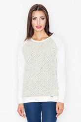 Jasnoszara Bluza z Geometryczną Fakturą. Szare bluzy Figl, l, bez wzorów, z bawełny, bez ramiączek, bez kaptura. Za 239.00 zł.