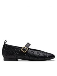 Clarks Półbuty Fawna Jane 26181229 Czarny. Czarne półbuty wsuwane Clarks, bez wzorów, ze skóry, bez obcasa, na płaskiej podeszwie. Za 319.99 zł.