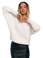 Made of emotion Sweter w kolorze kremowym rozmiar: L/XL. Brązowe swetry Made Of Emotion, l, bez wzorów, ze splotem, bez ramiączek. Za 145.26 zł.