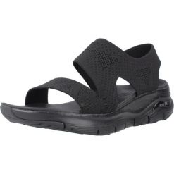 Sandały SKECHERS ARCH FIT Czarny. Czarne sandały Skechers, bez wzorów, z tkaniny, bez obcasa, bez zapięcia. Za 323.99 zł.