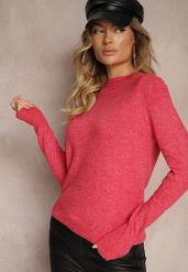 Różowy Klasyczny Sweter Porttina. Czerwone swetry Renee, m, bez wzorów, z jeansu, casualowe, bez ramiączek. W wyprzedaży za 79.99 zł.