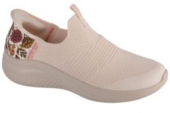 Buty sportowe Sneakersy damskie, Slip-Ins Ultra Flex 3.0 New Wings. Białe buty treningowe Skechers, bez wzorów, z materiału, przed kostkę, bez zapięcia, trekkingowe. Za 369.99 zł.