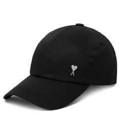Czapka z daszkiem AMI Paris. Czarne czapki z daszkiem AMI PARIS, bez wzorów. Za 839.99 zł.