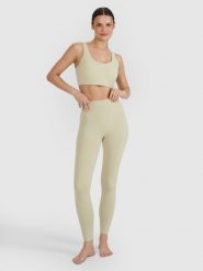 Legginsy do jogi i pilatesu szybkoschnące damskie 4F 4FWSS25TFTIF323. Zielone legginsy 4f, bez wzorów, z dzianiny, wakacyjne, długie. Za 91.99 zł.