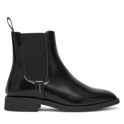 Sztyblety Gant. Czarne botki Gant, bez wzorów, bez obcasa, na płaskiej podeszwie, bez zapięcia. Za 519.99 zł.