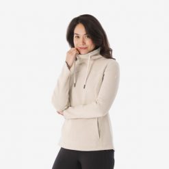 Bluza turystyczna damska Quechua NH100. Brązowe bluzy QUECHUA, xl, bez wzorów, z bawełny, sportowe, bez ramiączek, bez kaptura. Za 109.99 zł.
