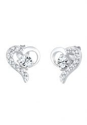 Elli Damskie kolczyki sztyfty serce z kryształami w srebrze próby 925 Sterling Silver Kolczyki 1 ct. Szare kolczyki Elli, z kryształem, srebrne. Za 248.99 zł.