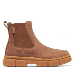 Sztyblety Sorel. Brązowe botki Sorel, bez wzorów, bez obcasa, na płaskiej podeszwie, bez zapięcia. Za 339.99 zł.