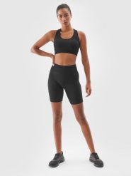 4F Biustonosz treningowy z niskim wsparciem - czarny XS/S. Czarne biustonosze sportowe 4f, bez wzorów, z dzianiny, na fitness i siłownię. Za 99.99 zł.