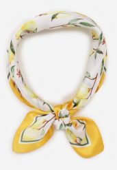 Żółty Szalik Apaszka w Owocowy Wzór Rayhelle. Żółte szaliki i kominy Born2be, na lato, bez wzorów, z materiału, klasyczne. Za 29.99 zł.