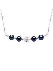 Mitzuko Srebrny naszyjnik z perłami - dł. 42 cm rozmiar: onesize. Czarne naszyjniki Mitzuko, z materiału, z kryształem, srebrne. Za 264.95 zł.