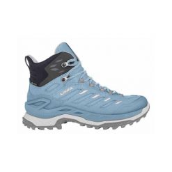 Buty trekkingowe damskie Lowa Innovo Mid Gtx. Niebieskie buty trekkingowe Lowa, bez wzorów, z materiału, za kostkę, bez zapięcia, trekkingowe. Za 929.00 zł.