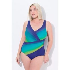 Damski Kostium kąpielowy cieniowanie miękkie miseczki drapowanie. Niebieskie stroje jednoczęściowe Ulla Popken, bez wzorów, z elastanu, sportowe. Za 294.99 zł.