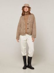 Rodier Kardigan w kolorze jasnobrązowym rozmiar: L. Brązowe swetry Rodier, l, bez wzorów, z wełny, bez ramiączek. Za 260.99 zł.