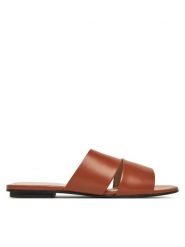 Calvin Klein Klapki Flat Slide - Lth 2 Straps HW0HW02365 Brązowy. Brązowe klapki Calvin Klein, bez wzorów, ze skóry, bez obcasa, bez zapięcia. Za 309.99 zł.