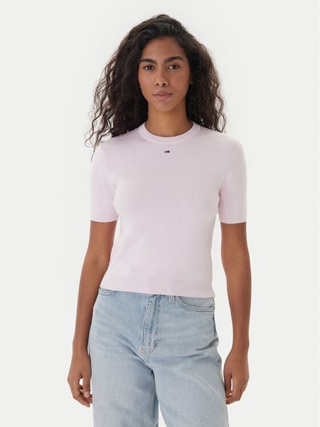 Tommy Jeans T-Shirt Essential DW0DW19336 Różowy Regular Fit. Czerwone swetry Tommy Jeans, xxs, bez wzorów, z bawełny, bez kołnierzyka, bez ramiączek. Za 240.99 zł.