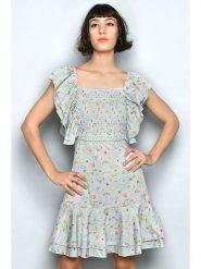 Tarifa Sukienka w kolorze jasnozielonym ze wzorem rozmiar: L. Zielone sukienki Tarifa, l, bez wzorów, bez kołnierzyka, bez ramiączek, mini, rozkloszowane. Za 83.95 zł.