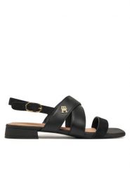 Tommy Hilfiger Sandały FW0FW08507 Czarny. Czarne sandały Tommy Hilfiger, bez wzorów, ze skóry, bez obcasa, na płaskiej podeszwie, bez zapięcia. Za 569.99 zł.