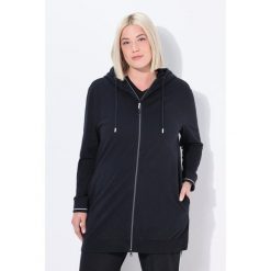 Damskie Bluza dresowa ozdobna lamówka oversize kaptur. Czarne bluzy z kapturem Ulla Popken, plus size, bez wzorów, z bawełny, bez kaptura. W wyprzedaży za 191.99 zł.