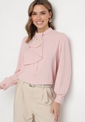 Różowa Bluzka Ozdobiona Falbaną i Perełkami Dorretia. Czerwone bluzki Born2be, uniwersalny, z aplikacjami, z jeansu, biznesowe, bez kołnierzyka, bez ramiączek. W wyprzedaży za 63.74 zł.