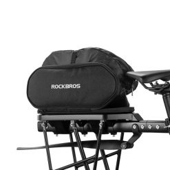 Torba rowerowa Rockbros na bagażnik. Czarne torebki klasyczne ROCKBROS, bez wzorów, sportowe, bez dodatków. Za 79.99 zł.
