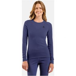 Bielizna termoaktywna z długim rękawem Odlo BL TOP crew neck l/s ACTIVE WARM. Fioletowa bielizna termoaktywna damska ODLO, bez wzorów, bez ramiączek. Za 319.79 zł.