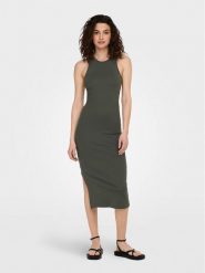 ONLY Sukienka codzienna Belfast 15270619 Zielony Slim Fit. Zielone sukienki ONLY, na co dzień, xs, bez wzorów, z bawełny, bez kołnierzyka, bez ramiączek, proste. Za 79.99 zł.