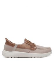 Skechers Półbuty On-The-Go Flex - Palmilla 136536/TPE Beżowy. Brązowe półbuty wsuwane Skechers, bez wzorów, z materiału, bez obcasa, na płaskiej podeszwie. Za 379.99 zł.
