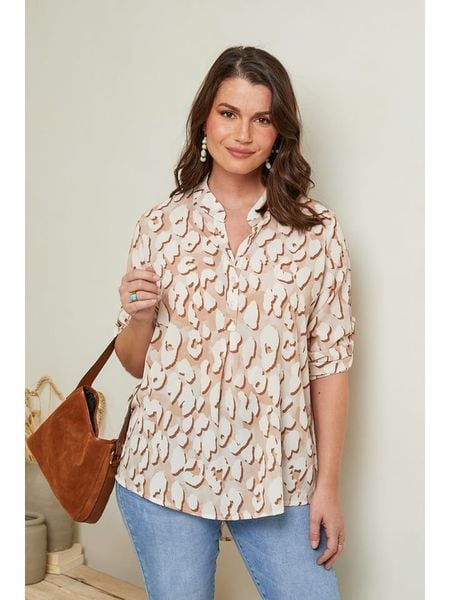 Curvy Lady Bluzka w kolorze beżowym rozmiar: 44/46. Brązowe bluzki Curvy Lady, bez wzorów, klasyczne, bez kołnierzyka, bez ramiączek. Za 105.45 zł.