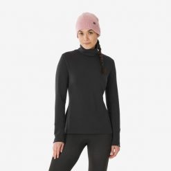 Koszulka termoaktywna narciarska damska Quechua BL 500 wool neck. Czarne bielizna termoaktywna damska WED'ZE, bez wzorów, z elastanu, bez ramiączek, na golfa. Za 269.99 zł.