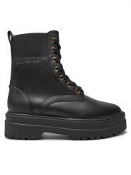 Tommy Hilfiger Trapery FW0FW08440 Czarny. Czarne traperki Tommy Hilfiger, bez wzorów, ze skóry, bez obcasa, bez zapięcia. Za 799.99 zł.