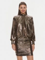 ViCOLO Sukienka koktajlowa FR0017 Złoty Regular Fit. Żółte sukienki ViCOLO, s, bez wzorów, z syntetyku, wizytowe, bez kołnierzyka, bez ramiączek. Za 309.99 zł.