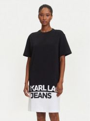 Karl Lagerfeld Jeans Sukienka codzienna A3W13005 Czarny Regular Fit. Czarne sukienki Karl Lagerfeld Jeans, na co dzień, xs, bez wzorów, z bawełny, bez kołnierzyka, bez ramiączek, proste. Za 329.99 zł.