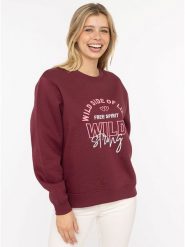 Zwillingsherz Bluza "Wild Side" w kolorze bordowym rozmiar: S/M. Czerwone bluzy bez kaptura Zwillingsherz, m, bez wzorów, bez kaptura. Za 223.46 zł.