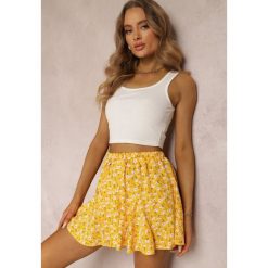 Żółte Spódnicospodnie Noi. Żółte szorty Renee, bez wzorów, z materiału, wakacyjne. W wyprzedaży za 41.99 zł.