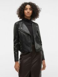 Vero Moda Kurtka z imitacji skóry Riley 10302441 Czarny Slim Fit. Czarne kurtki Vero Moda, s, bez wzorów, ze skóry, bez kaptura. Za 169.99 zł.