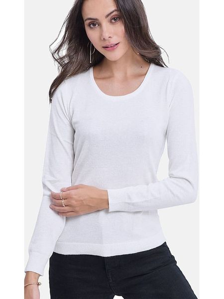 ASSUILI Sweter w kolorze białym rozmiar: 40. Białe swetry Assuili, bez wzorów, klasyczne, bez ramiączek. Za 113.99 zł.