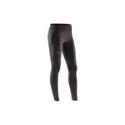 Ciepłe legginsy do biegania RUN WARM+ damskie. Czarne legginsy KALENJI, bez wzorów, z elastanu. Za 89.99 zł.