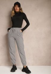 Szare Spodnie Dresowe Typu Joggery z Polarową Wyściółką Esarae. Szare jeansy Renee, m, bez wzorów, z dresówki, eleganckie, z podwyższonym stanem. W wyprzedaży za 43.99 zł.