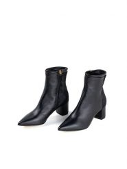 Anna Morellini Skórzane botki "Romilvia" w kolorze czarnym rozmiar: 38. Czarne botki Anna Morellini, bez wzorów, eleganckie, bez obcasa, bez zapięcia. Za 523.38 zł.