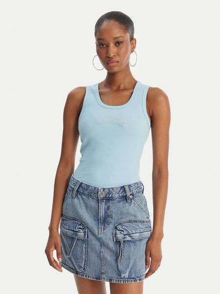 Juicy Couture Top Thin Strap JCWLV126308 Błękitny Slim Fit. Niebieskie topy Juicy Couture, l, bez wzorów, z bawełny, bez kołnierzyka, bez ramiączek. Za 108.99 zł.