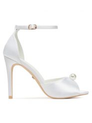 DeeZee Szpilki F89725-49 Biały. Białe szpilki DeeZee, bez wzorów, z materiału, bez obcasa, na szpilce, bez zapięcia. Za 139.99 zł.