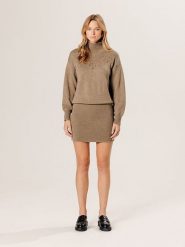 Rodier Wełniana sukienka w kolorze beżowym rozmiar: M. Brązowe sukienki Rodier, na co dzień, m, bez wzorów, z wełny, bez kołnierzyka, bez ramiączek, midi, proste. Za 456.99 zł.