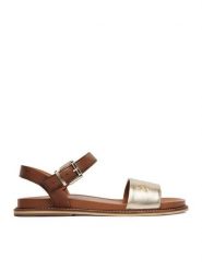 U.S. Polo Assn. Sandały EO-ADELI001W/6L1 Złoty. Żółte sandały U.S. Polo Assn., bez wzorów, ze skóry, bez obcasa, na płaskiej podeszwie, bez zapięcia. Za 299.99 zł.