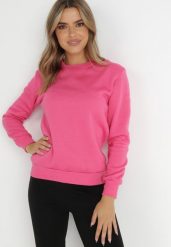 Fuksjowa Bluza Sotear. Czerwone bluzy bez kaptura Born2be, na zimę, l, bez wzorów, z dzianiny, bez kaptura. W wyprzedaży za 38.24 zł.