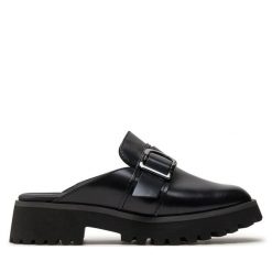 Klapki Clarks. Czarne klapki Clarks, bez wzorów, bez obcasa, bez zapięcia. Za 589.99 zł.