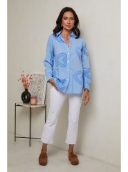 Le Monde du Lin Lniana bluzka w kolorze błękitnym rozmiar: 34/36. Niebieskie bluzki Le Monde du Lin, bez wzorów, ze lnu, bez kołnierzyka, bez ramiączek. Za 121.99 zł.